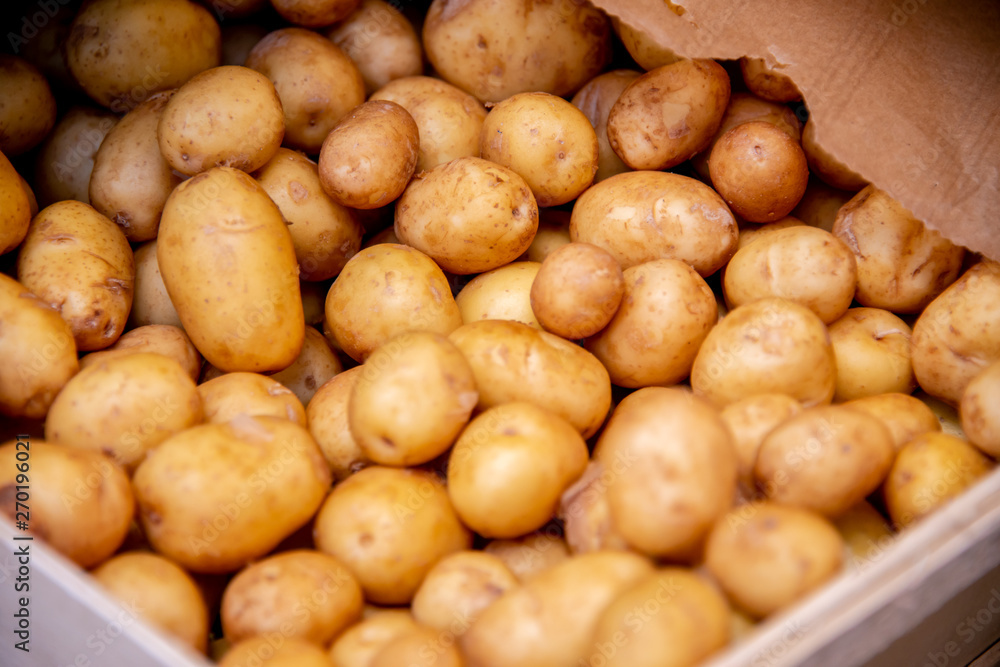 Potatoes at the market display Potatoes at the market display