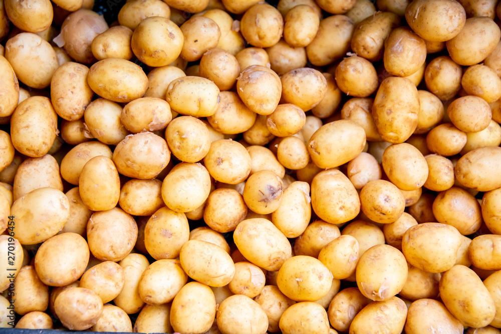 Potatoes at the market display Potatoes at the market display