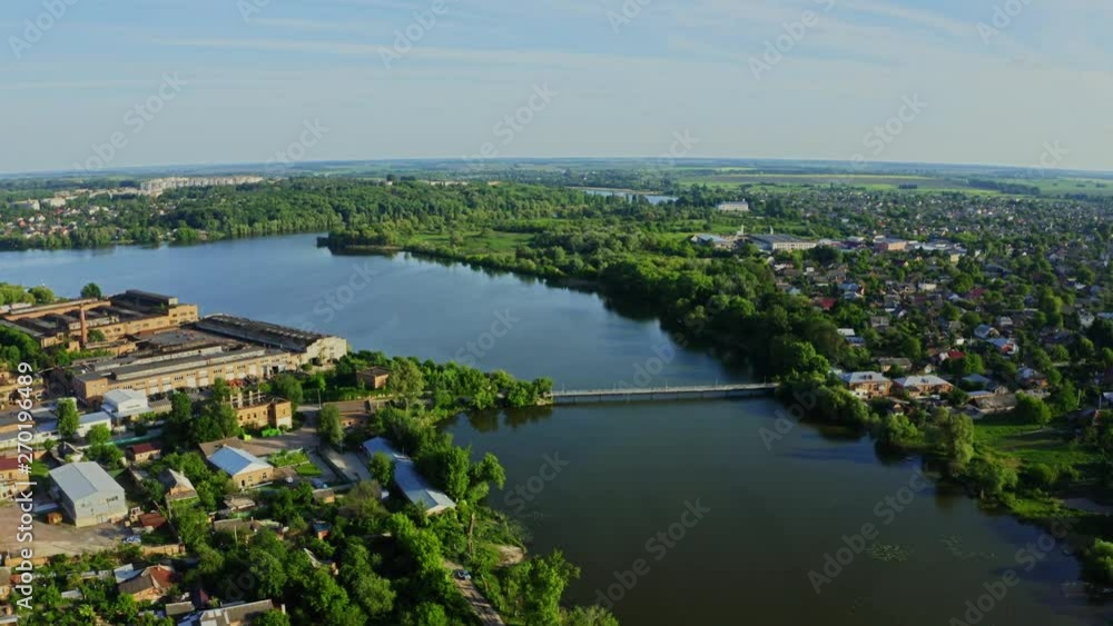Aerial View at Sunset in the City of Berdichev, Ukraine Aerial View at Sunset in the City of Berdichev, Ukraine