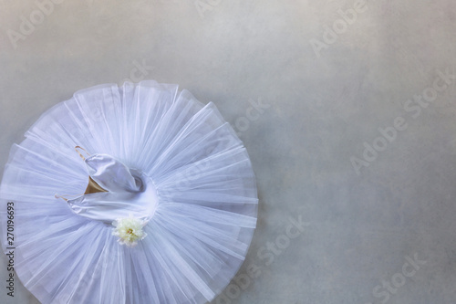 white tutu for classical ballet view from above