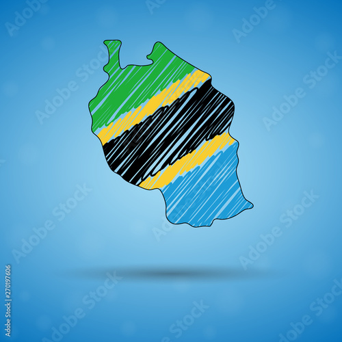 Scribble map of Tanzania. Sketch Country map for infographic, brochures and presentations, Stylized sketch map of Tanzania. Vector illustration eps 10.