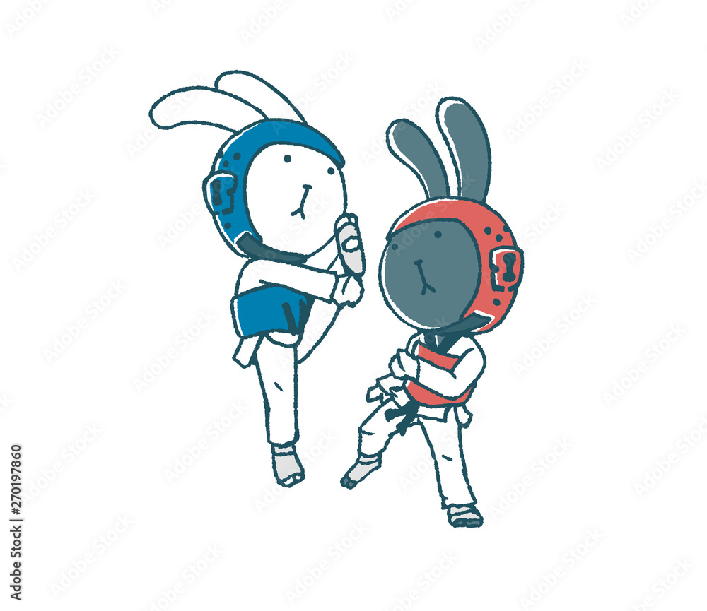 ゆるいうさぎたちのテコンドー Stock イラスト Adobe Stock