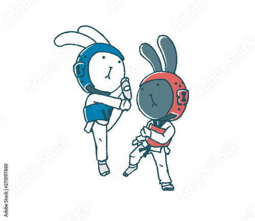 ゆるいうさぎたちのテコンドー Stock イラスト Adobe Stock