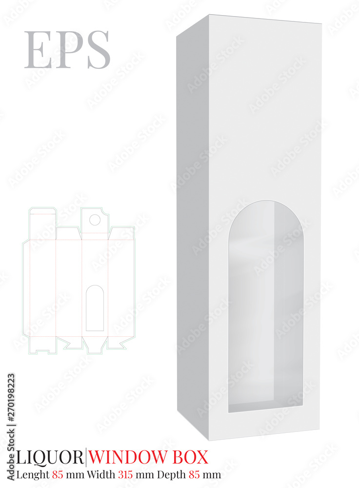 Liquor Box Template, Vector with die cut / laser cut layers. White ...