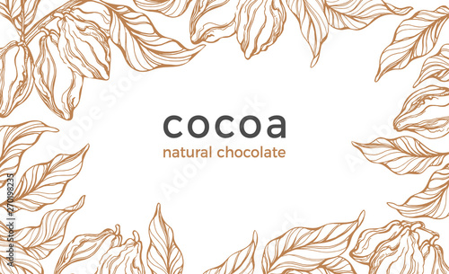 Cocoa template. Vector tropical border