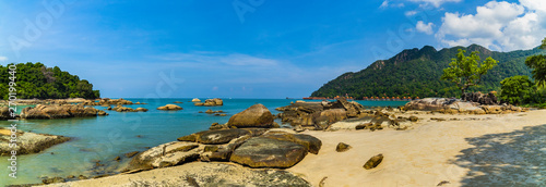 The beautiful summer background of Langkawi Beach in Malaysia.