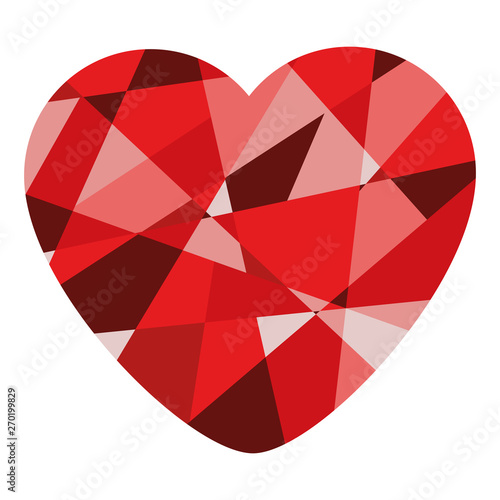 Isolated diamond heart in flat style.