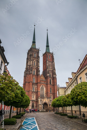 Cathedral of St. John the Baptist on Ostrow Tumski island in Wroclaw with its beautiful architecture, located in historical center of town