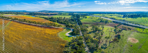 Mornington peninsula scenic countryside on bright sunny day - aerial panorama photo
