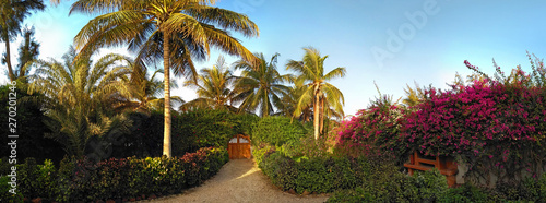 Beautiful garden with door to the beach in Sali, Mbour City, Senegal, Africa