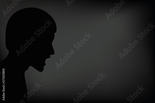 angry man screams silhouette on dark background vector illustration EPS10