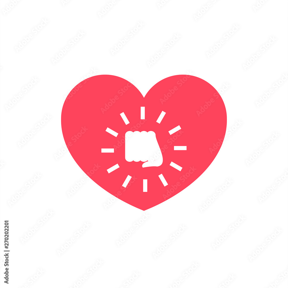 punch your heart, red heart icon with big punch, till this heart broken  Stock Vector