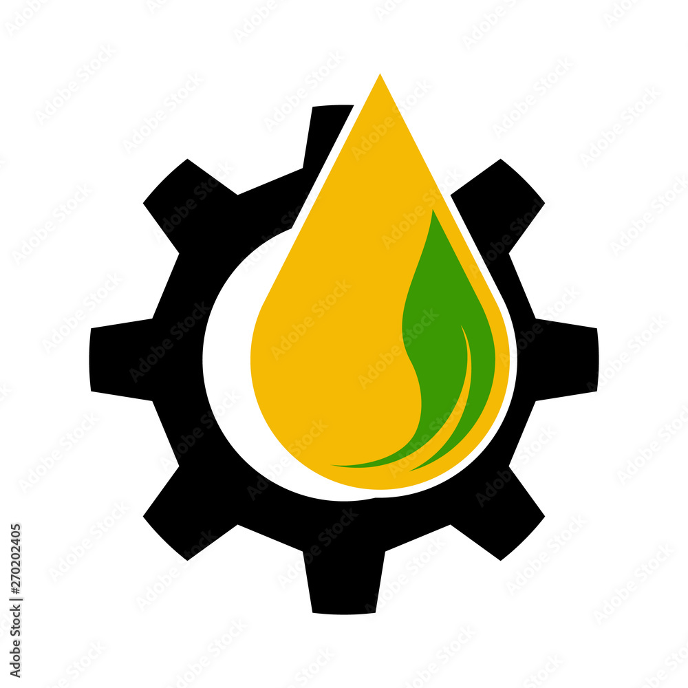Repair services logo, icon. Gear, oil drop. Vector illustration. Stock
