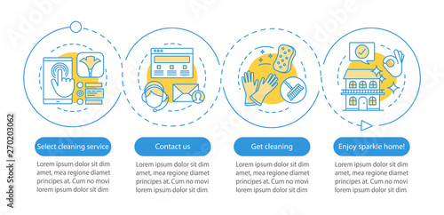 Cleaning service booking vector infographic template