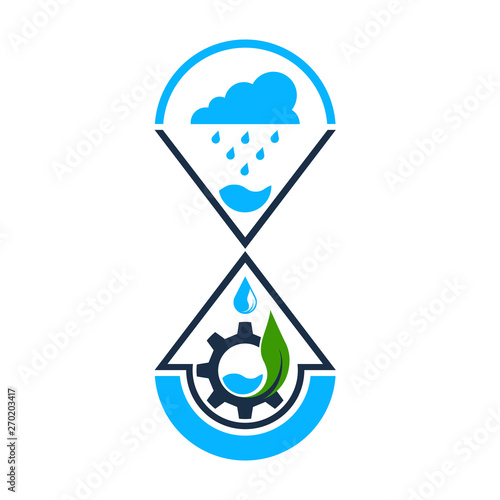 Save water. Rainwater harvest and reuse system. Ecology concept, icon.