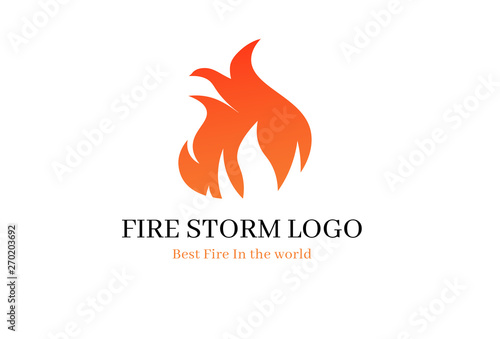 Fire Flame Logo - Red fire flat icons and pictograms isolated on white background for danger concept logo