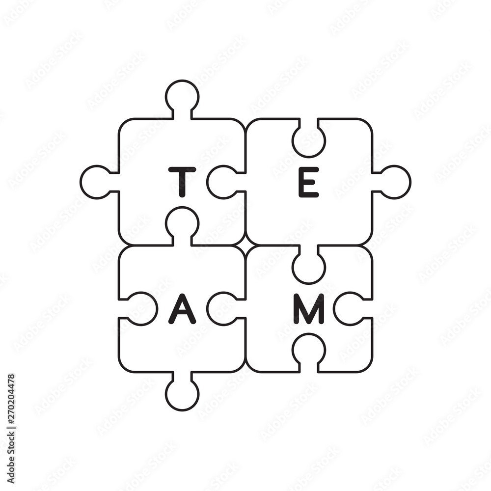Vector icon concept of connected team jigsaw puzzle pieces. Vector icon concept of connected team jigsaw puzzle pieces.