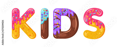 Donut cartoon kids biscuit bold font style