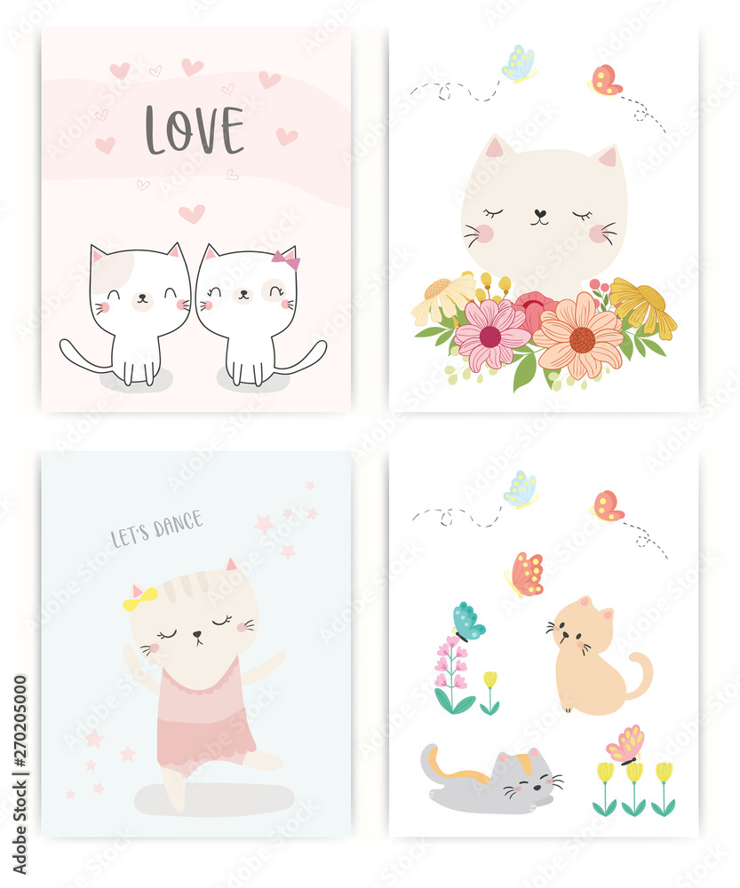 Set of cute cat vector. Set of cute cat vector.