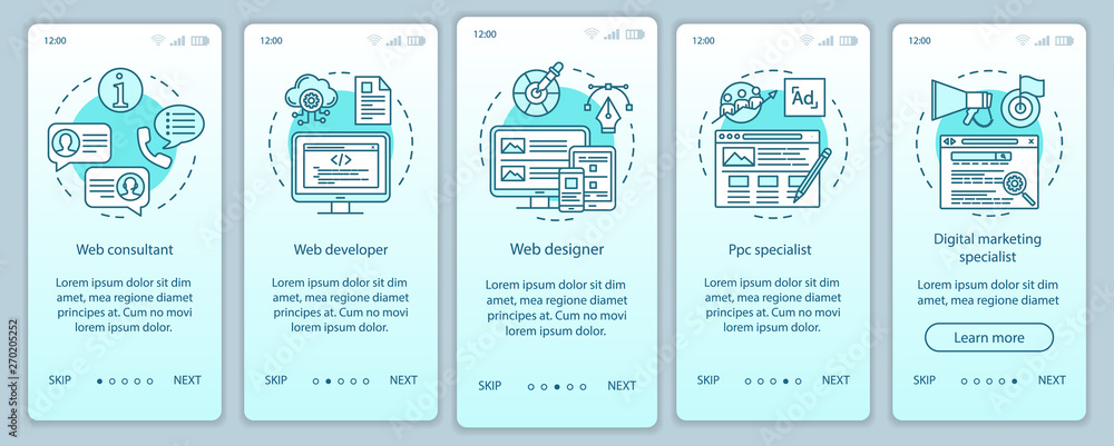 Web consulting onboarding mobile app page screen vector template Web consulting onboarding mobile app page screen vector template