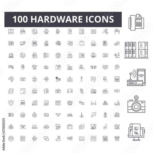 Hardware line icons, signs, vector set, outline concept illustration