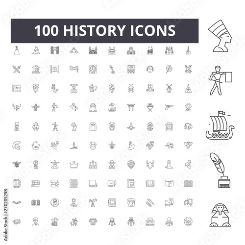 History line icons, signs, vector set, outline concept illustration