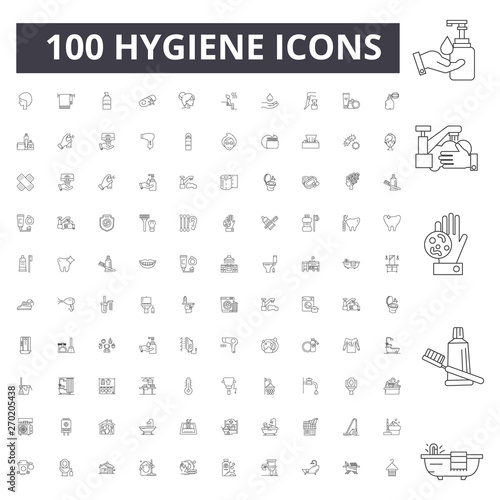 Hygiene line icons, signs, vector set, outline concept illustration