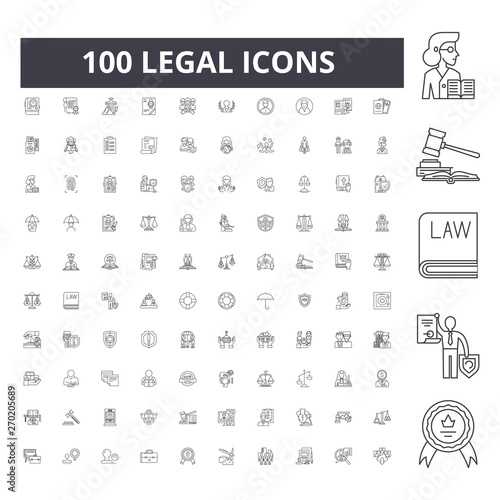 Legal line icons, signs, vector set, outline concept illustration
