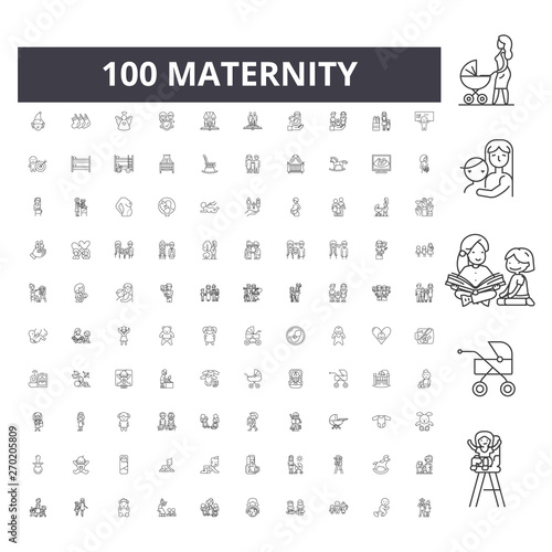 Maternity line icons, signs, vector set, outline concept illustration