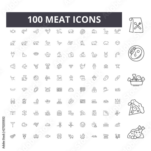 Meat line icons, signs, vector set, outline concept illustration