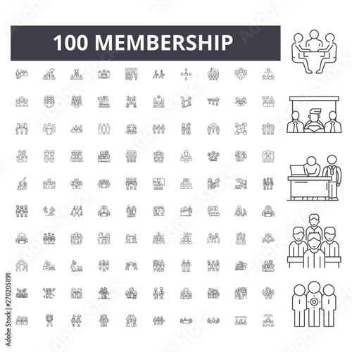 Membership line icons, signs, vector set, outline concept illustration