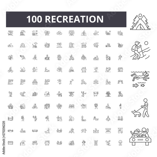 Recreation line icons, signs, vector set, outline concept illustration