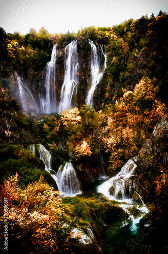 Fototapeta Naklejka Na Ścianę i Meble -  Plitvice Lakes, National Park in Croatia, Europe - Waterfall Veliki slap