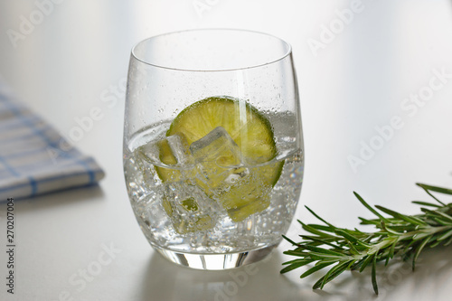 Water with lemon in a glass