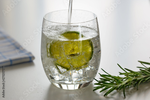 Water with lemon in a glass