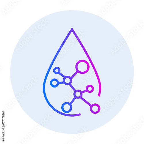 Molecular structure inside drop on white background