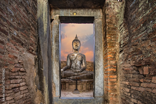 Wat Si Chum (temple) in Sukhothai historical park, Sukhothai,in asia Thailand. photo