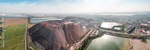 waste heaps, production of potash fertilizers in Soligorsk, shooting from above