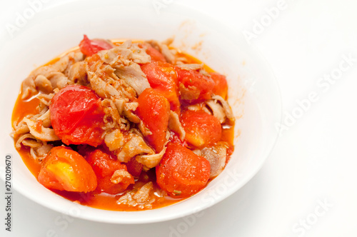 Fototapeta Naklejka Na Ścianę i Meble -  トマトと鶏肉の炒め物