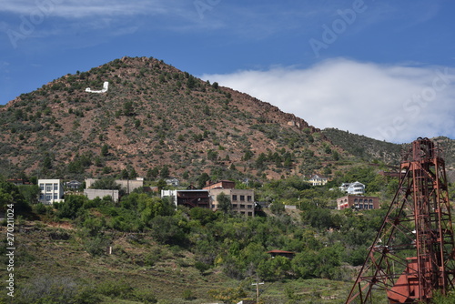 Jerome, AZ. U.S.A. May 18, 2018. A National Historical Landmark 1967. Main street on Jerome’s Cleopatra hill tunnel copper mining boom 1890s to bust 1950s. 