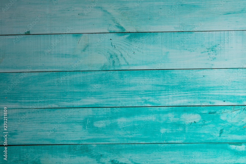 Wood surface. Turquoise Texture wood boards background