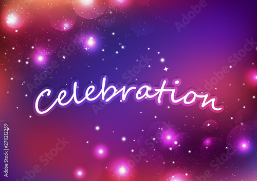 Celebration, Bokeh stars, fantasy glowing fireworks, light exploding festive party holiday event abstract background vector illustration