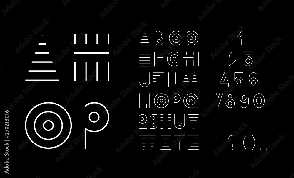 Obraz premium Geometric abstract technology font. Futuristic alphabet. Design letters and numbers. Modern abstract font and alphabet. Vector abc
