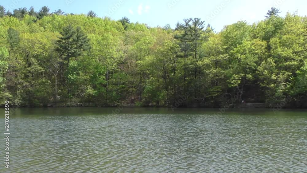 Fort Mountain, Fort Mountain Lake with trees, Pan right to left Fort Mountain, Fort Mountain Lake with trees, Pan right to left