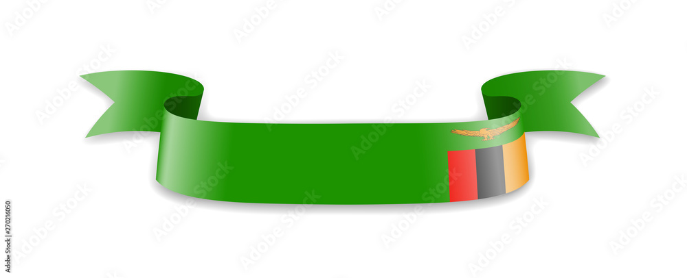 Zambia flag in the form of wave ribbon. Zambia flag in the form of wave ribbon.