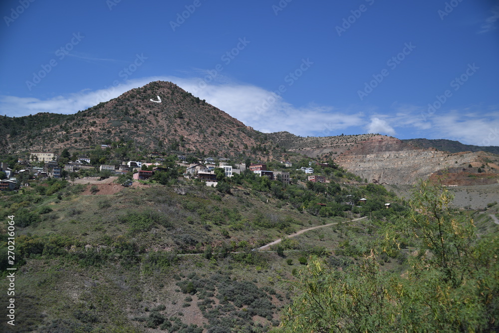 Jerome, AZ. U.S.A. May 18, 2018. A National Historical Landmark 1967. Main street on Jerome’s Cleopatra hill tunnel copper mining boom 1890s to bust 1950s. 