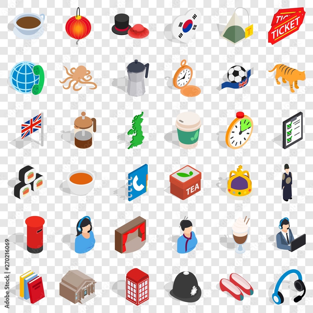 Welness icons set. Isometric style of 36 welness vector icons for web for any design