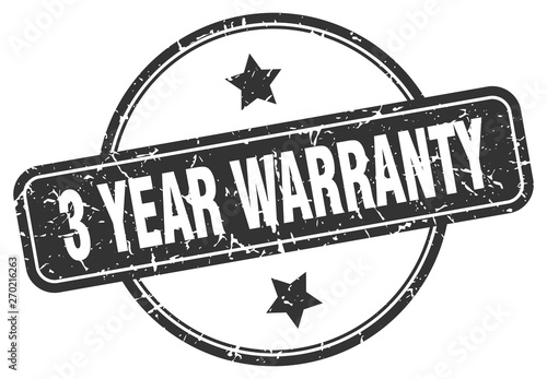 3 year warranty grunge stamp photo