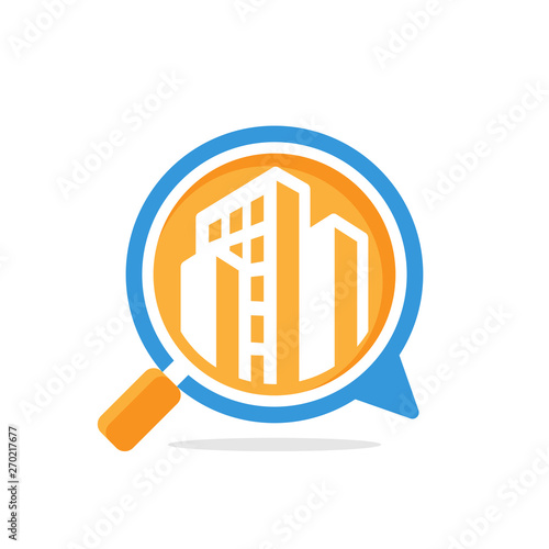 Vector illustration icon with media communication and review concept, for building inspection information access
