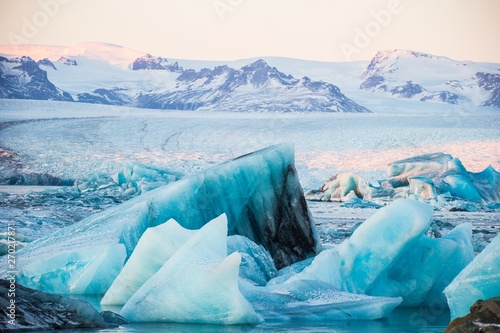 Icebergs at the Jökulsárlón Glacier Lagoon, Iceland, Europe photo
